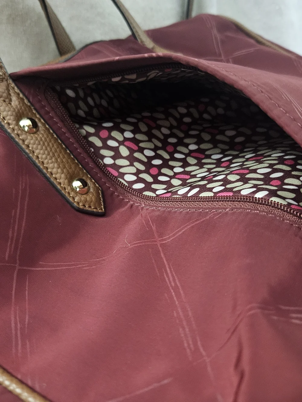Vera Bradley Preppy Poly Marlo Satchel Crossbody Bag Tango Red Burgundy